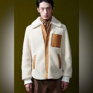 Tod's Shearling Cream Sheep Leather Fur Jacket size 54